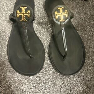 Tory Burch Black and Gold Sandals